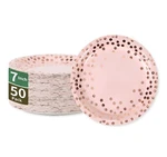 Pink & Rose Gold Dots Party Paper Plates 50 Pcs Disposable Supplies Desser New. Price: $15.99.