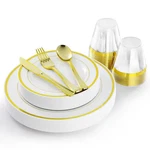 150-PIECE Disposable Plastic Dinnerware Party Set For 25 Guests White With Go New. Price: $42.72.