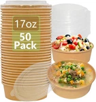 50 Sets Disposable Paper Round Bowls With Lid 17 Oz, Microwave Small, Brown New. Price: $43.68.