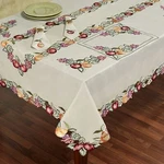 Fruitful Embroidered Oatmeal Dining Linens Rectangle Tablecloth New. Price: $129.00.