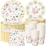 250 Pcs Floral Party Decorations Flower Paper Plates Napkins And Cups Pink An... New. Price: $39.55.