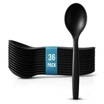 10" Black Plastic Serving Spoons For Buffet Bulk 36 Count Heavy Duty Disposable New. Price: $41.36.