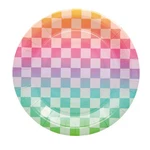 Pastel Checkered Round Disposable Paper Dinner Plates -9 1/4", 8 Counts New. Price: $11.64.