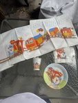 Vtg Hallmark Thomas Train Inspired 9" Party Plates 60"X102" Table Cover Cups Used. Price: $9.99.