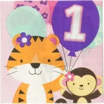 One Is Fun Girl Jungle Animals Cute 1ST Birthday Party Paper Luncheon Napkins New. Price: $9.99.