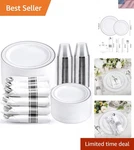 350PCS Silver Plastic Plates For Guests - Disposable Dinnerware Set, Party... New. Price: $76.79.