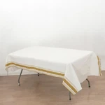 50" X 108" White Airlaid Paper Rectangular Tablecloth Gold Striped Border Party New. Price: $6.14.