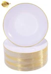 100PIECES White With Gold Rim Plastic Plates - 7.5INCH Disposable Salad/... New. Price: $38.36.