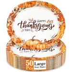 50 Pcs Oval Thanksgiving Paper Plates, 12 X 10 Inch Large Disposable Thanksgi... New. Price: $36.45.