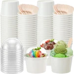 Ninehaoou 50 Pack Ice Cream Cups With Dome Lids No Hole And 6 Oz, White New. Price: $31.99.