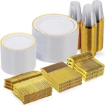 Goodluck 600 Pieces Gold Disposable Plates For 100 Guests, Plastic Pa New. Price: $74.17.