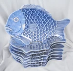 Set Of 8 Melamine Fish Shaped Plates Blue White Unbreakable 370-14 Get New. Price: $55.00.