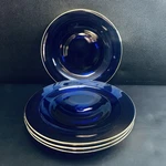 4 Cobalt Blue Glass Salad Gold Rim Set Vintage 8 Used. Price: $69.99.