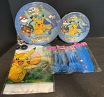 Pokemon Birthday Party Supply Pack - Plates, Table Cloth, Plastic Flatware New. Price: $19.99.