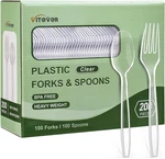 200 Count Disposable Plastic Silverware, Heavy Duty Forks And Spoons Set New. Price: $22.65.