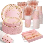Aire 175PCS Pink Rose Gold Plates Party Supplies Severs 25 Guests Disposable New. Price: $43.49.