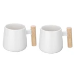 2PCS Ceramic Coffee Mug 12.85 Oz Simple Wooden Handle Large Tea Cup White New. Price: $25.21.