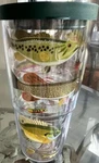 Double Walled Tervis Tumbler With Fish, Fishing Lures And Lid Used. Price: $16.99.