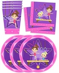 Gymnastics Star Birthday Party Supplies Set Plates Napkins Cups Tableware Kit New. Price: $24.29.
