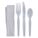 Boardwalk? Four-piece Cutlery Kit, Fork/knife/napkin/teaspoon, Heavyweight, Whit New. Price: $51.79.