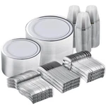 Plastic Dinnerware Set 600PCS Silver Disposable Plates Cups Cutlery N9R Dessert New. Price: $114.99.