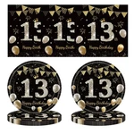 13TH Birthday Party Tableware Set Napkins And Platesblack Gold Theme... New. Price: $20.72.