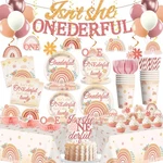 193PCS Isn't She Onederful Birthday Decorations Tableware Complete Party Set,... New. Price: $36.19.