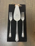 Mudpie 3 Piece Wedding Cake Serving Set Just Married Do Me Too Forks New. Price: $29.99.