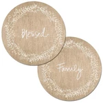 First Dawn Wipe-clean Round Reversible Shaped Placemats, Family Large New. Price: $21.99.