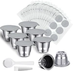 Reusable Stainless Steel Espresso Capsules With Foil 6 Cups, 204 Lids, New. Price: $41.99.