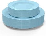 60PCS Baby Blue Disposable Plastic Plates Heavy Duty For Wedding/shower New. Price: $25.00.