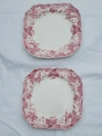 Johnson Brothers Strawberry Fields Square Scalloped Salad Plates, Set Of 2 Used. Price: $32.00.