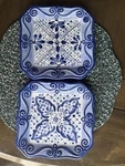 Hand-painted Lisbon Ceramic Square Plate Tabletops Unlimited 10" Blue & White Used. Price: $24.50.