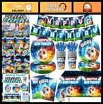 Soccer Birthday Party Supplies Set, 142PCS Tableware, Plates, Napkins, Cups, Ban New. Price: $35.99.
