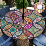 Buwuta Outdoor Tablecloth With Umbrella Hole And Zipper 44" (round), Brown New. Price: $31.18.