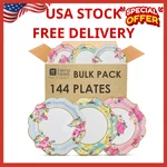 Talking Tables 144 X Pretty Floral Disposable Paper Plates Bulk Pack 9, Pink New. Price: $59.99.