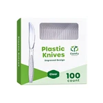 100 Pack Clear Plastic Knives Heavy Duty With Engraved Design - Disposable,... New. Price: $16.95.