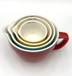 Creative Co-op Ribbed Batter Bowl Measuring Cups, Set Of 4 Nesting, Stoneware. Price: $18.00.