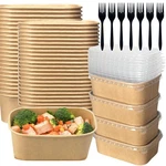 50 Pack 25OZ Kraft Paper Square Bowls, Disposable Take Out Containers With Li... New. Price: $40.19.