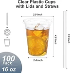 100 Pack - 16 Oz Clear Plastic Cups With Lids And Straws, Sturdy & Food Safe ... New. Price: $46.95.