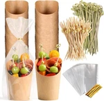 60 Sets Disposable Charcuterie Cups With Sticks And Bags, 14 Oz Brown Kraft Pape New. Price: $27.59.