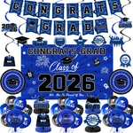 Class Of 2026 Graduation Party Decorations - Blue And Black Theme Set New. Price: $10.09.