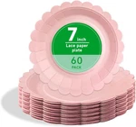 Disposable Paper Plates 60 Pcs Pink Scalloped For Easy Clean-up New. Price: $33.27.