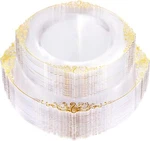 Clear & Gold 100PCS Heavyweight Disposable Plates - 50PCS 10.25" Dinner New. Price: $44.99.