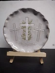Mud Pie Nesting Plates Faith With Easel ( Risen ) 7 1/4 Used. Price: $30.00.
