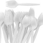 Bpafree White Disposable Sporks 100 Pk. Recyclable Ecofriendly And Kidsafe 2IN1 New. Price: $20.30.