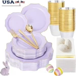 Premium Disposable Plastic Plates Set Events W/ Cutlery Napkins & Cups New. Price: $56.13.