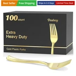 100 Count Heavy Duty Gold Plastic Forks Disposable, Bpa-free, Heat Resistant,... New. Price: $30.21.