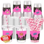 Yungyan 50 Sets Pink Hero Party Cups Lids Straws 16OZ Birthday Shower New. Price: $44.99.