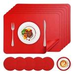 Vinyl Placemats Set 6, Waterproof Faux Leather Heat Resistant Bright Red New. Price: $35.83.